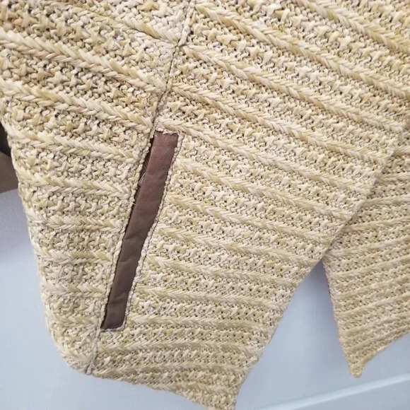 Rudsak Benedetia Straw Leather Cropped Tan  Brown Jacket S - Picture 13 of 14